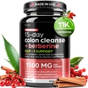 Avanceret Ketogen kolon rense med Berberine 1500mg - 15 dages Parasite Detox for mænd og kvinder - Ekstra styrke Formel med Senna Leaf for hurtig Forstoppelse Relief, Gut Sundhed & Bloating Reduktion