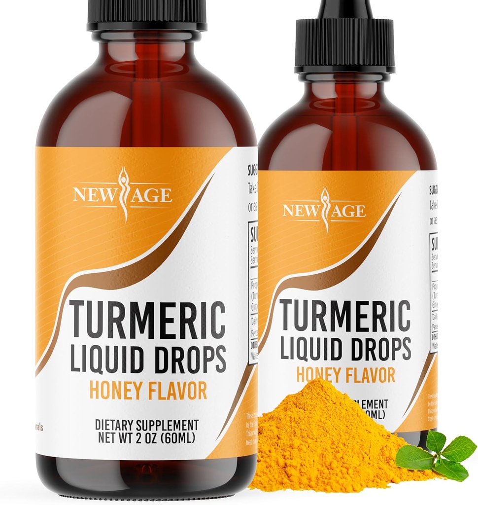 Gurkemeje Liquid Drops - Natural Joint & Sund Support med 95% Standardiserede Curcuminoider til Bedste Absorption - Non- GMO, Gluten Free 4 Fl Oz (Pack of 2)
