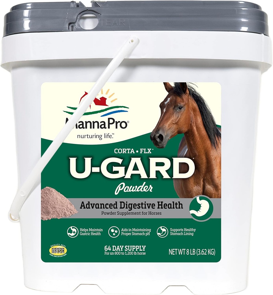 Corta- Flx U- Gard Powder, Equine fordøjelsestilskud til opretholdelse af gastrisk sundhed, Hjælper forebyggende ulcerdannelse, supplement til heste, 8 LB