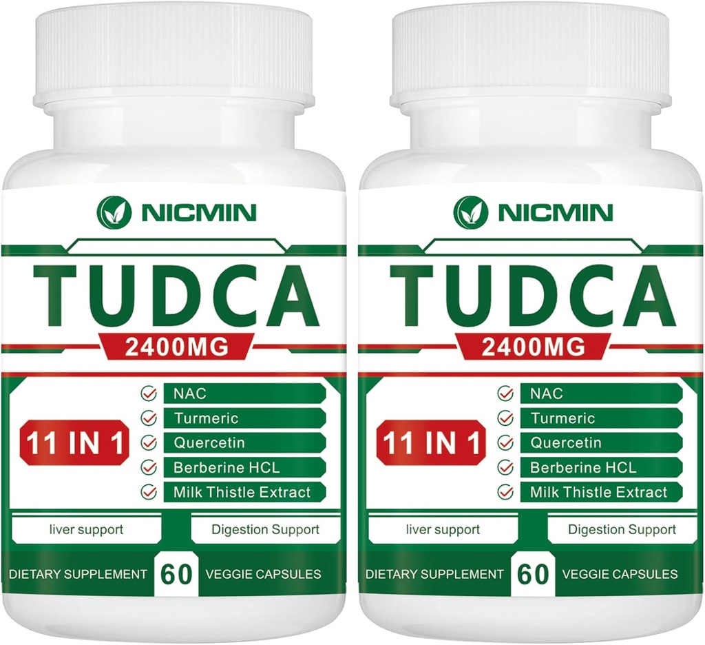 TUDCA Kosttilskud 2400MG, Bile Salts Complex for lever Detox & Gallablære Cleanse, Anti- Aging for mænd og kvinder, fordøjelsessygdomme 120 Kapsler