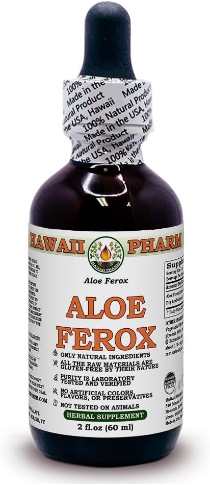 Aloe Alkohol- Free Liquid Extract, Aloe (Aloe Ferox) Tørret Leaf Glycerite Herbal Supplement 2 oz