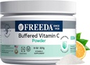 FREEDA Buffered C-vitamin pulver (Calcium Ascorbat) - Non-Acid, Stomach- Friendly C-vitamin til sensitive personer - Vegan, Kosher, Sugar- Free immunforsvar - 8 oz