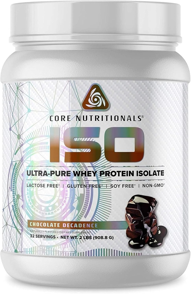 Core Nutritionals ISO, 100% Micro Filtered, Zero Artificial Fillers, 25g Whey Protein Isolate, 32 Servings (Chocolate Decadence)