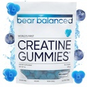 Bear Balanced Creatin Gummies for Mænd & Kvinder - Creapure ® Creatinine monohydrat, L-Theanine, L-Tyrosine & B12 for Muskelvækst, Styrke, Focus, Energy & Health - Lav kalorie, sukkerfri, & Vegan