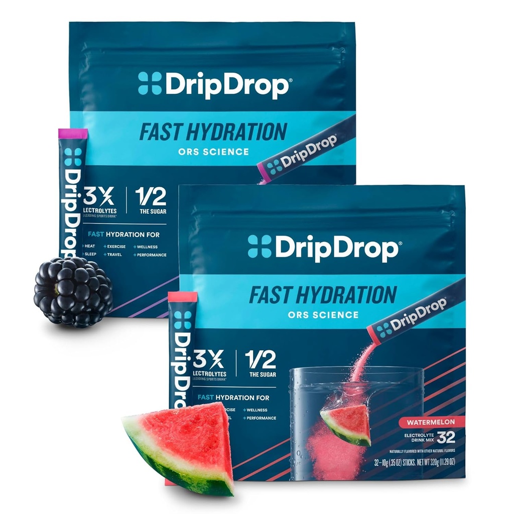 DripDrop Hydration - Electrolyte Powder Packets - Watermelon & Berry - 64 Greve