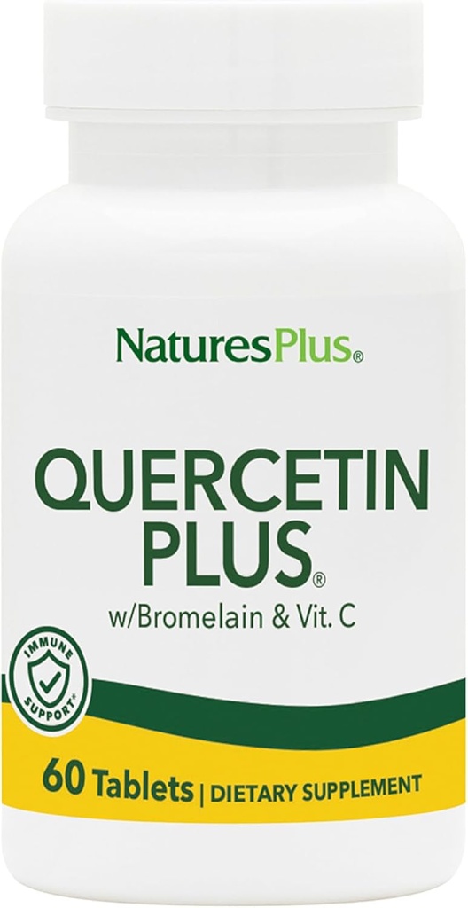 NaturesPlus Quercetin Plus med C-vitamin & bromelain - 650 mg, 60 vegetariske tabletter - Gluten- Free - 30 Servere
