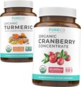 Gurkemeje & Tranebær Koncentrat (4 - Måned Supply) Tranebær Curcumin Bundle af Økologisk Gurkemeje med Sort Peber & Ingefær (120 Caps) & Økologisk Tranebær Koncentrat 50: 1 Uddrag (120 Caps)