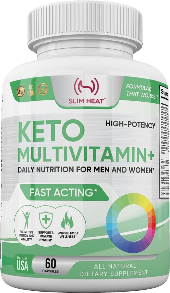 Keto Multivitamin til kvinder og mænd - 35 Potent, Pure Ingredienser - C-vitamin, D-vitamin, A-vitamin, E-vitamin og zink til immunforsvar - Ikke GMO, Gluten fri, Sukker fri, Alle naturlige - 30 dag
