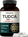 TUDCA 500mg med OX Bile 125mg per servering, 120 kapsler - Bile Salts Support, High Absorption Livamat Formel 124; Lever Rengøring Detox & Reparation Supplement Medic124; Natural Bitter Taste - tredjeparts testet