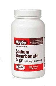 Rugby Natrium BICARB 5GR TAB Natrium BICARBONATE- 325 MG White 1000 tabletter UPC 305361046101