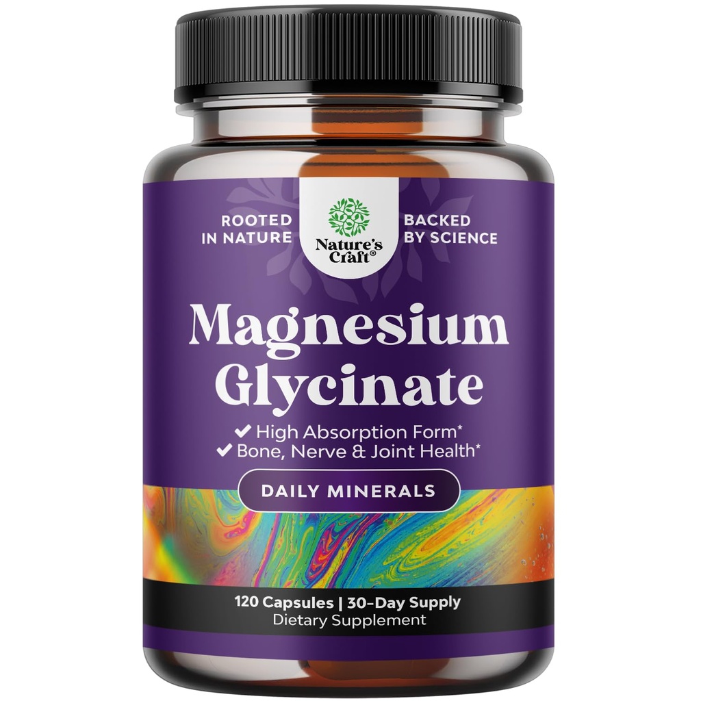 High Absorption Magnesium Glycinate 500mg Capsules - Supports Faster & Deep Sleep - Boost Mood with Magnesium Supplement - Helps Muscle Relaxation - Third Party Tested - Vegan, Non GMO - 120 Count