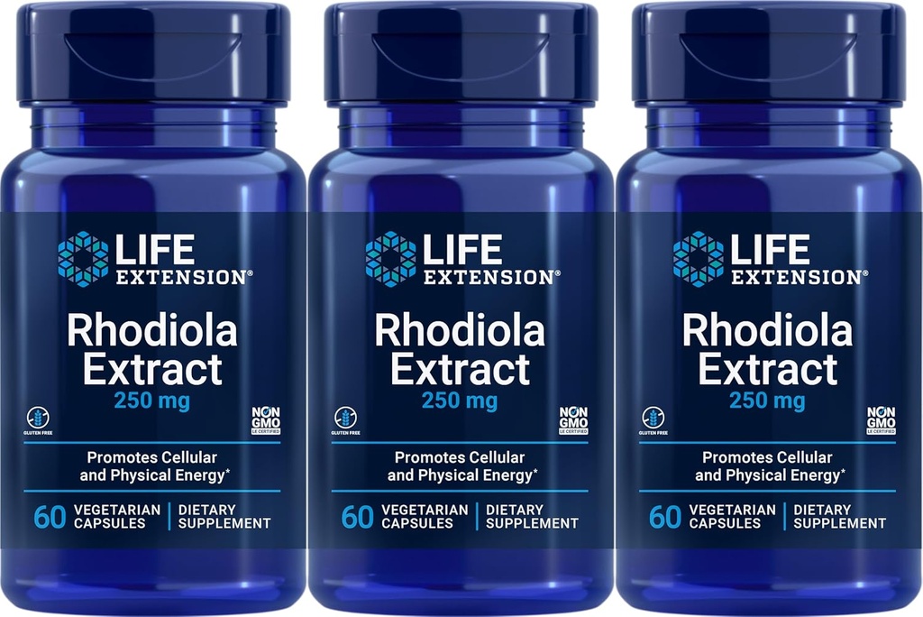 Life Extension Rhodiola Extract, 60 Vegetariske Kapsler (pakning med 3)