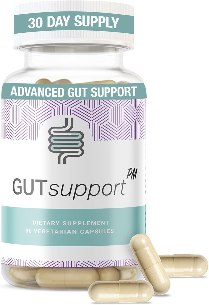 IBDassist ™ Gut Support PM - Nighttime Gut Health & Ditagesupplement - Bloating Relief & Restful Sleep * - Indeholder Calming Urter som Melatonin, Kamille, Lemon Balm, Ginger & mere - 30 kapsler