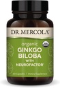 Dr. Mercola Organic Ginkgo Biloba med NeuroFactor - understøtter hjerne sundhed - Standardiseret Ginkgo Leaf Extract - Polyphenol- Rich kaffefrugt - 30 kapsler