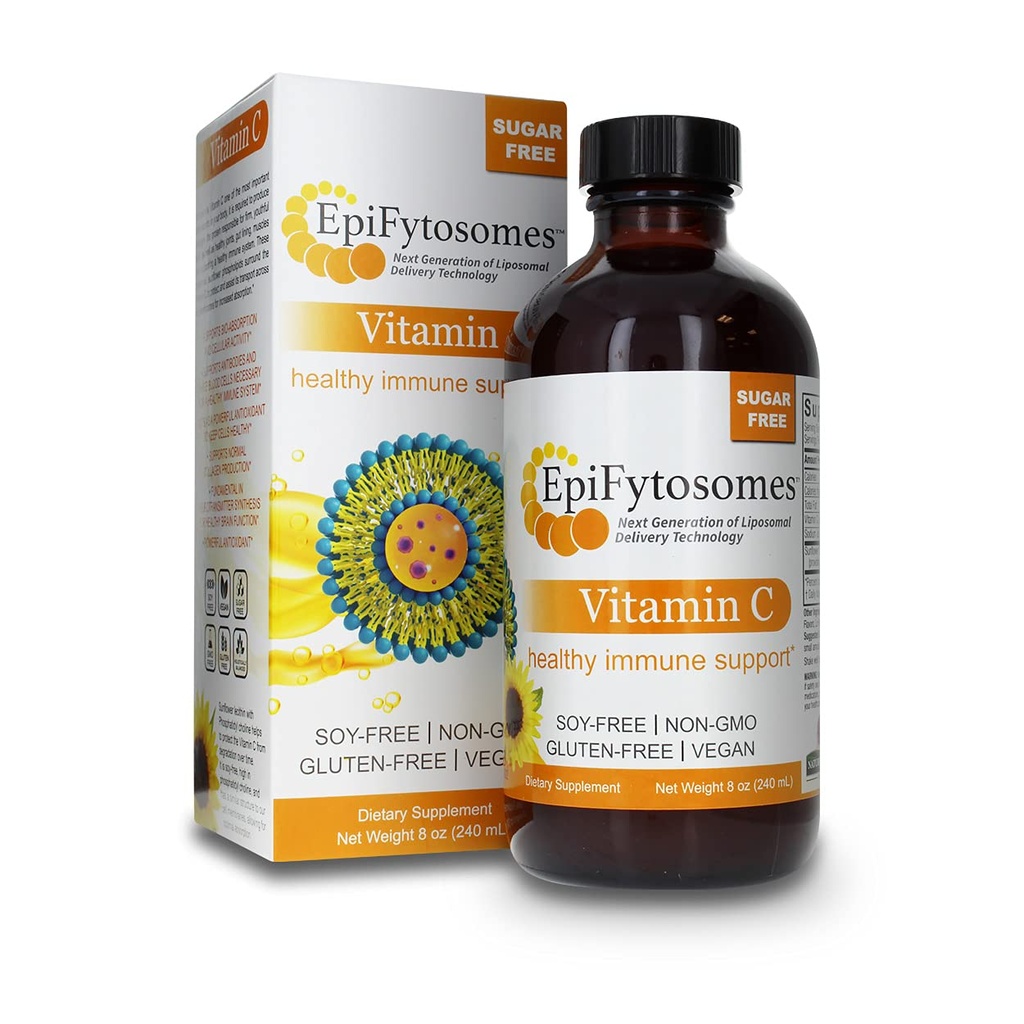 Liposomal C-vitamin Nature svar EpiFytosomes C-vitamin 1000 mg per servering - Vegansk Kosttilskud - Soja Gluten Free Non GMO - Ideel til sund immunforsvar - 6 ml (40 Servere pr flaske)