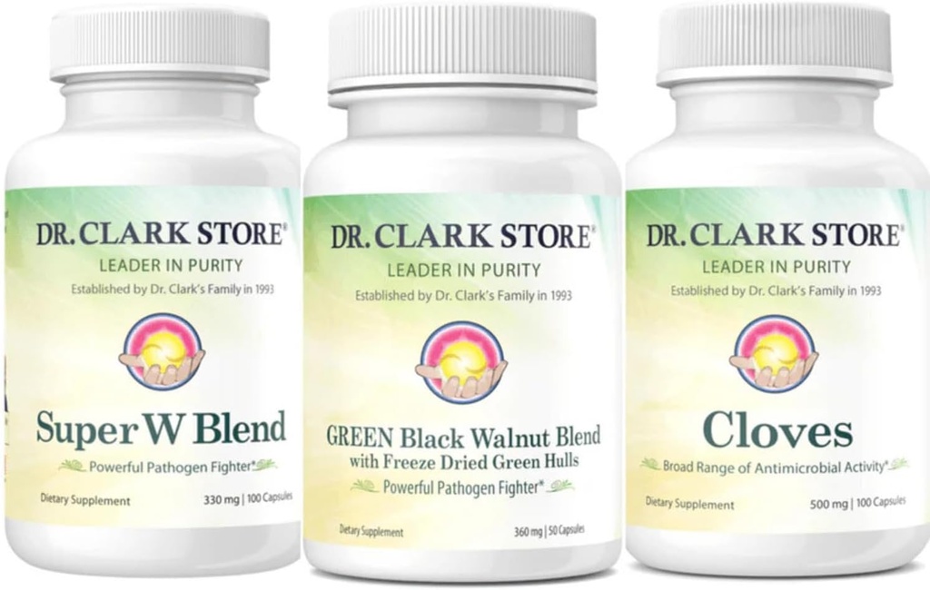 Dr. Clark Store Intestine Support & Cleanse Kit - med Freeze- Tørret Green Black Walnut Hulls, Wormwood, og Kloves- Hjælper Opretholde Optimum Intestinal funktion