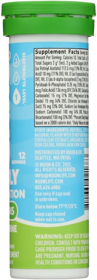 Nuun vitaminer: Elektrolyte + vitaminer drikke tabletter, Tangerine Lime, 12 greve (pakke med 4)