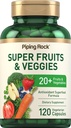 Piping Rock Fruits and Veggies Supplements 124; 120 Capsules Measures 124; Plus 20 Frugt og grøntsager Measures 124; Antioxidant Superfood Formel 124; Daily Multivitamin Measures 124; Vegetar, Non- GMO, Gluten Free