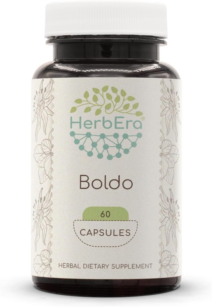 HerbEra Boldo 60 kapsler, 500 mg, Boldo (Peumus boldus) Tørret Leaf (60 kapsler)