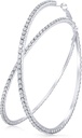 Stor Rhinestone Hoop øreringe skinnende krystal Rhinestone Dangle Big Hoop øreringe til kvinder bryllup Party Favor, 80 mm