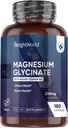 WeightWorld Magnesium Glycinate Kapsler 200mg - 180 Kapsler (3 Måneder) med vitamin B6 - Biotilgængelige Magnesium Glycinate Kosttilskud - Third- Party Testet, Vegan, Non- GMO, & Allergen- Free