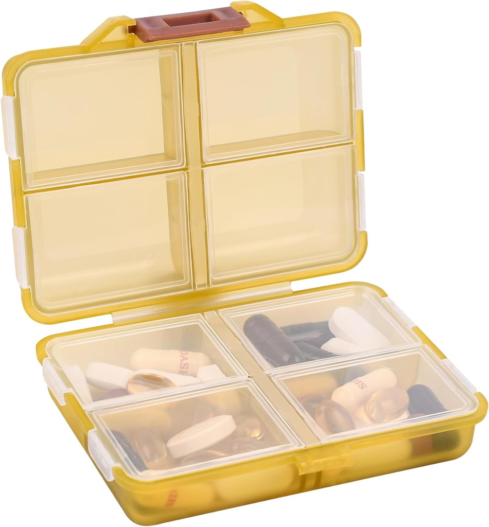 Rejse Pill Organizer Small 8 Grid Compartments Pill Holder Box - Bærbar Medicine Container Case - Daglig ugentlige Medication Organizer