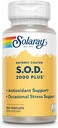 SOLARAY S.O.D. 2000 Plus - Superoxide Dismutase (Schedule) og Catalase Antioxidant Supplement, Wellness Support - w / Green Tea Extract, Calcium, Rosemary, Grape Seed Extract, 60- Day Garanti, 100 Servere