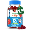 Lifeable Sugar Free Vitamin D for Kids 1000 IE - Great Tasting Natural Flavor Gummy Supplement - Gluten Free Vegetar Chewable - for stærke og sunde knogler, for børn, Teen, Toddler, 90 Gummies