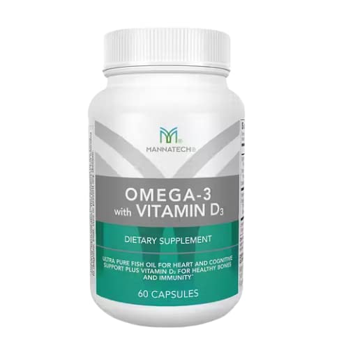 Mannatech Omega-3 med D3- vitamin til ben, hjerte sundhed og kognitiv støtte, fremstillet af ren fiskeolie