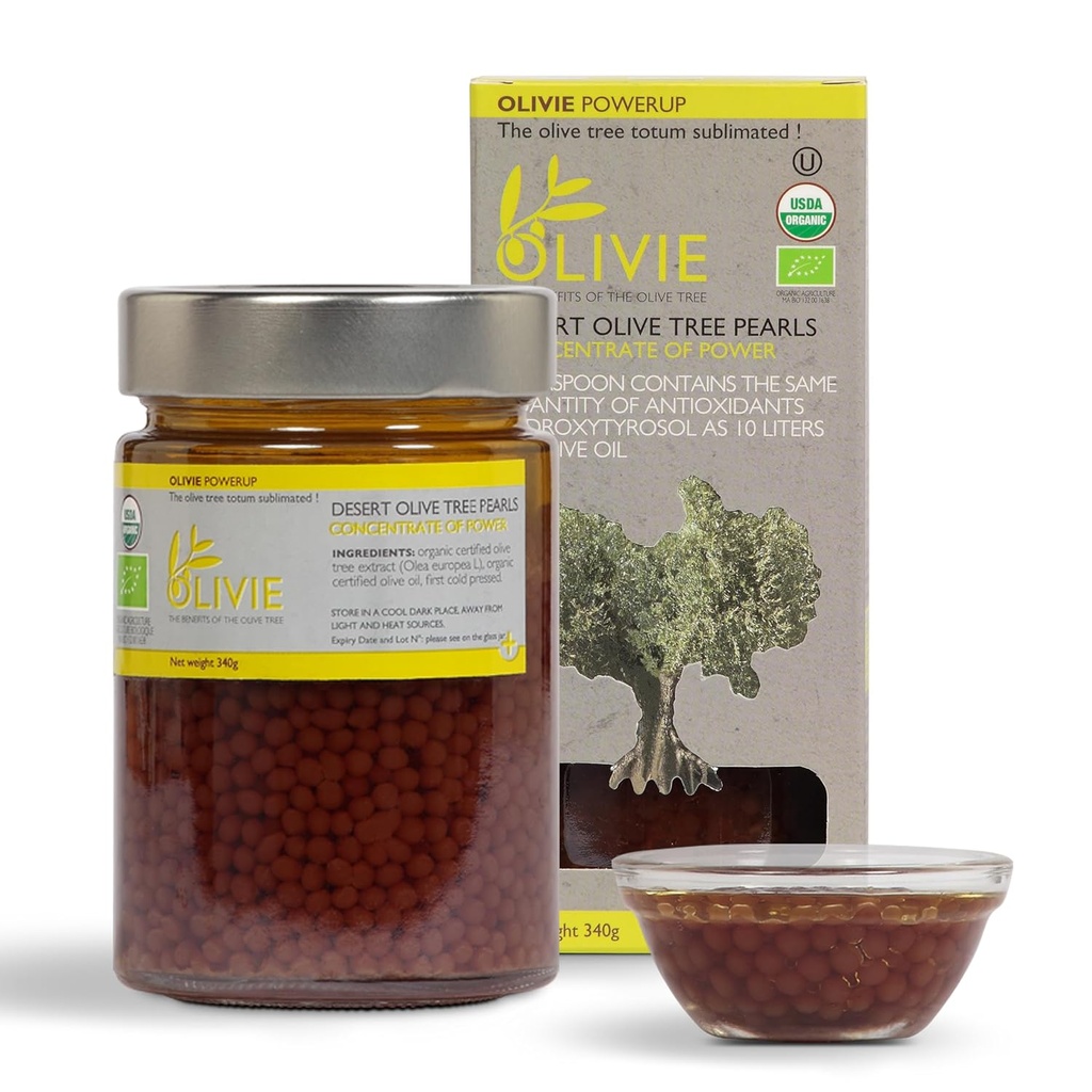 Organic Olive Leaf Extract Kapsler, PowerUp perler af OLIVIE, Antioxidant Polyphenoler tillæg, Olivenolie Scrub til hud, immunforsvar, 340g