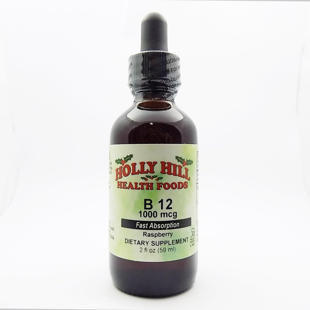 Holly Hill Health Foods, Fast Absorption B- 12 1000 MCG, Hindbær, 2 Ounce