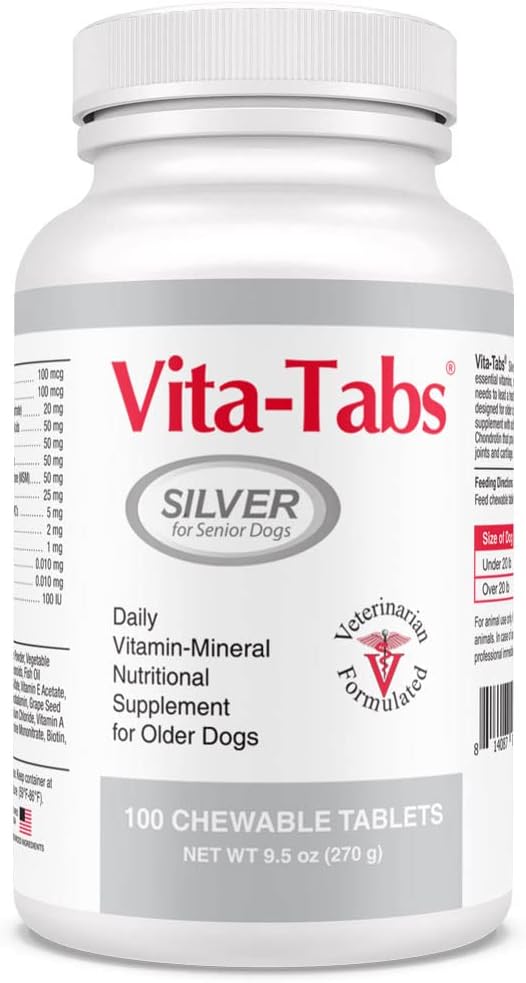 Silver - Vitamins, Minerals, Nutrients - Support for Senior Dog - Supplement for Healthy Bone, Joint, Energy, Immune System - 100 Chewable Tablets