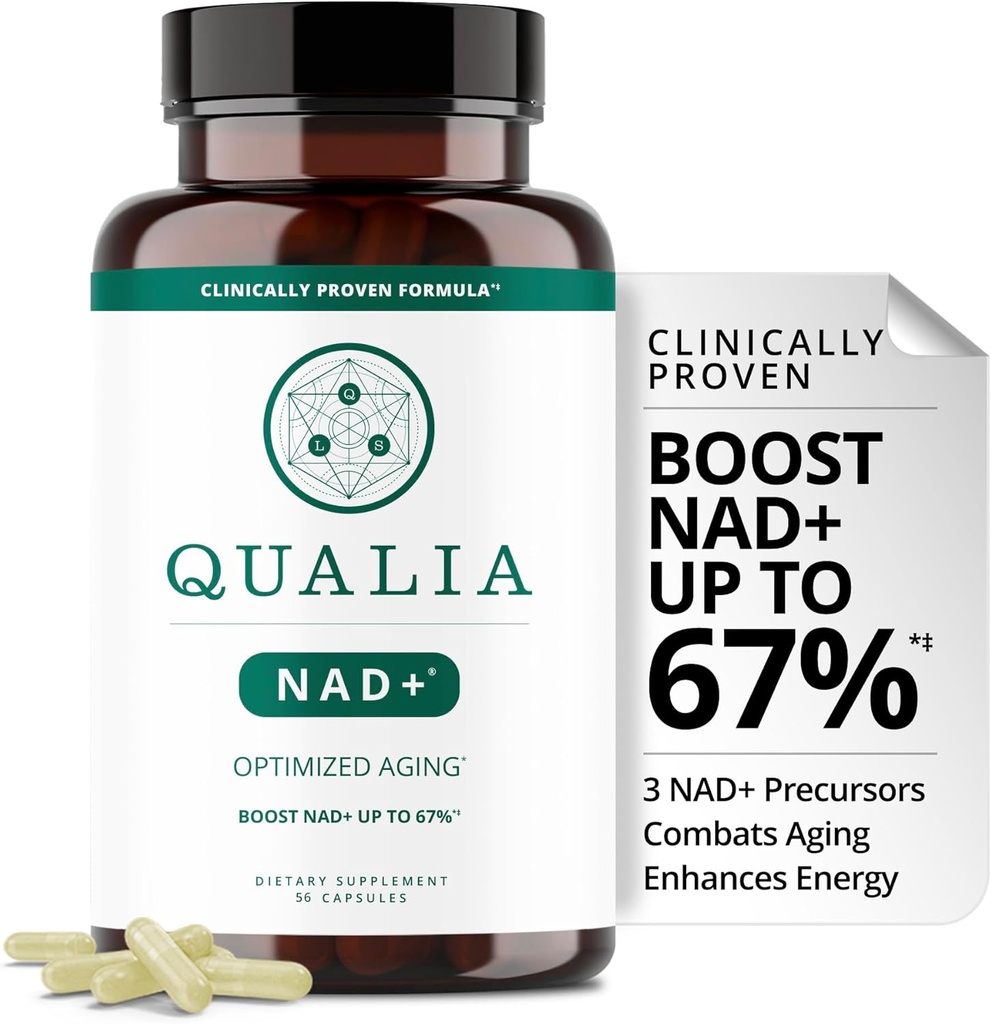 Qualia NAD Supplement - Klinisk bevist til Boost NAD + op til 67%. Optimeret Aging, Energi, Fokus. Elite NAD + Booster Ingredienser Nicotinamid Riboside (NIAGEN), Niacin, Niacinamid (1 måned Supply)