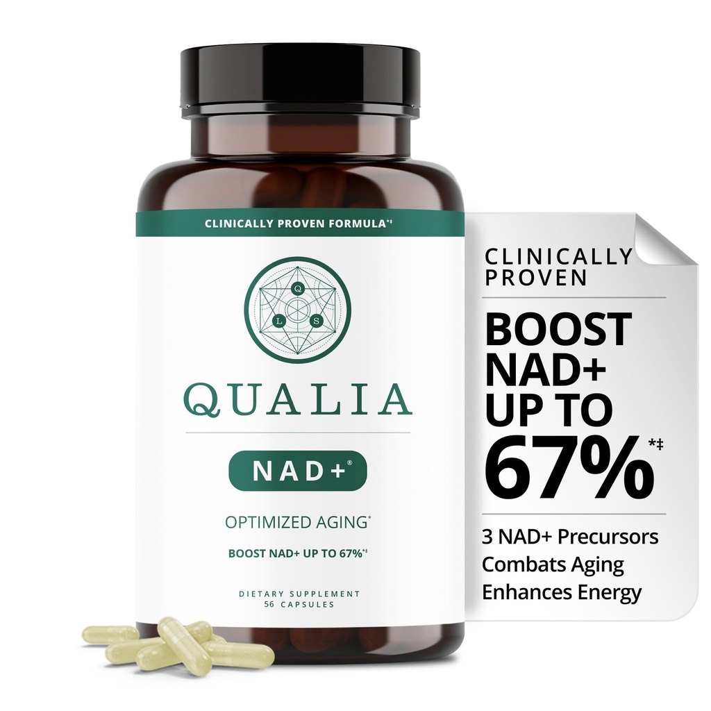 Qualia NAD Supplement - Klinisk bevist til Boost NAD + op til 67%. Optimeret Aging, Energi, Fokus. Elite NAD + Booster Ingredienser Nicotinamid Riboside (NIAGEN), Niacin, Niacinamid (1 måned Supply)