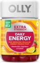 OLLY Extra Strength Daily Energy Gummy, Koffein Free, 1000mcg Vitamin B12, CoQ10, Goji Berry, Voksen Chewable Supplement, Berry Yuzu Flavor - 60 Greve