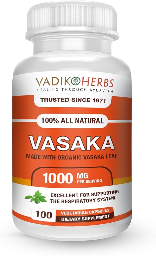 Vadik urter Certificeret Økologisk Vasak 124; Vasaka (Justicia adhatoda) Powder 124; 100 vegicaps