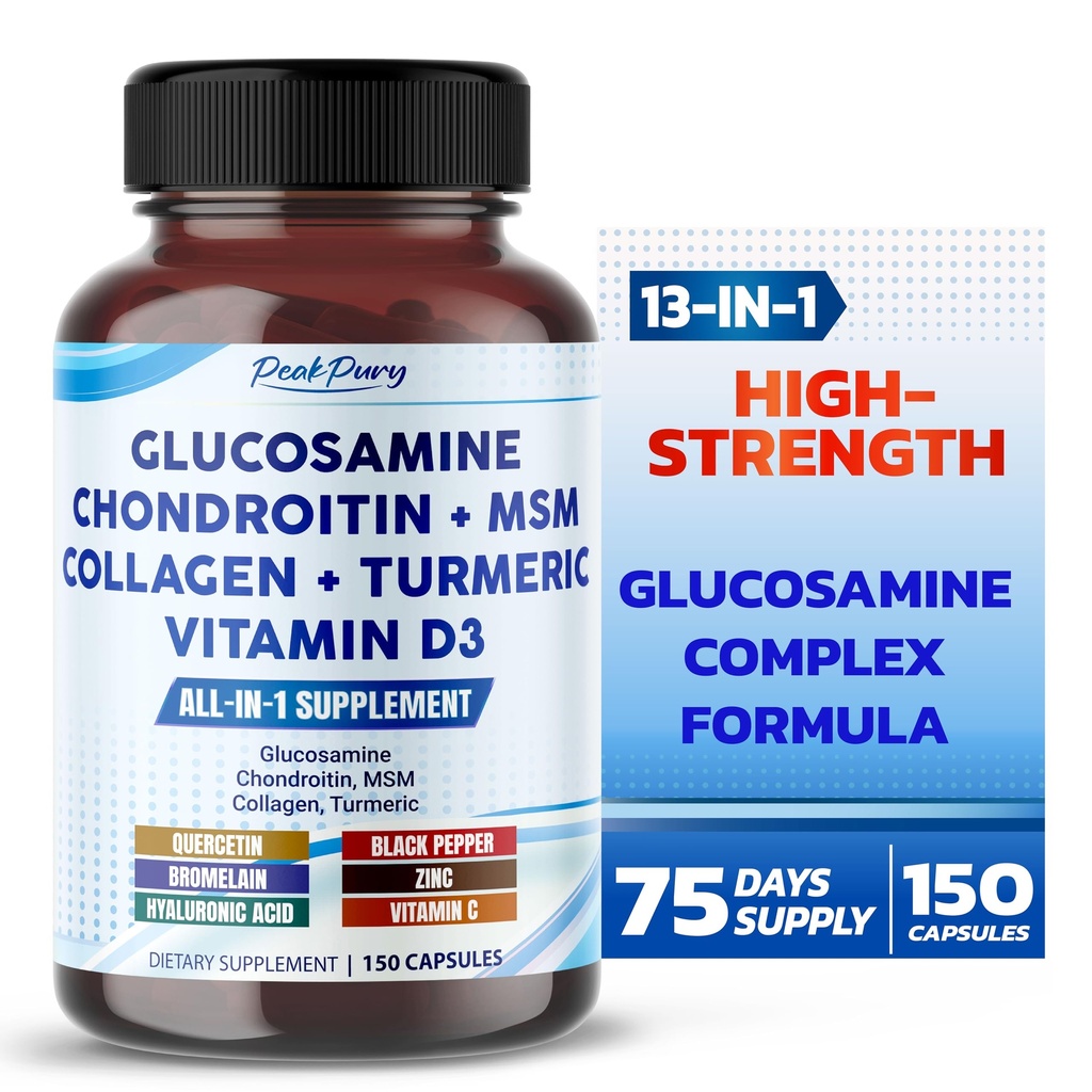 Glucosamin Chondroitin MSM Collagen Turmerisk - Fælles sundhedsstøtte - Made in USA