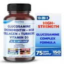 Glucosamin Chondroitin MSM Collagen Turmerisk - Fælles sundhedsstøtte - Made in USA