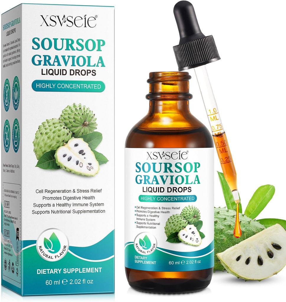 Soursop Bitters Liquid, Soursop Graviola Liquid Drops Natural Multivitamin Soursop Leaf Extract Drops Soursop Olie til mænd og kvinder