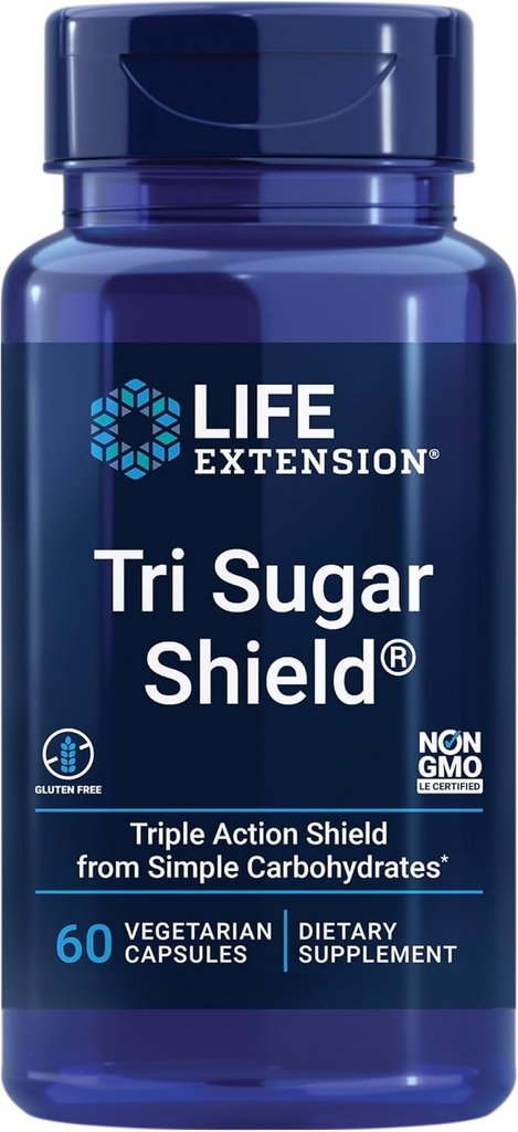Life Extension Tri Sugar Shield ®, Sorghum klid, White Mulberry, phloridzin Apple polyphenol, Tre botaniske ekstrakter Promote sund Glucose Metabolisme, Glutenfri, Non- GMO, Vegetar, 60 Kapsler