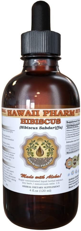 Hawaii Pharm Нibiscus Liquid Extract, Organic Нibiscus Blomster (Нibiscus Sabdariffa) Tinktur Supplement 4 oz