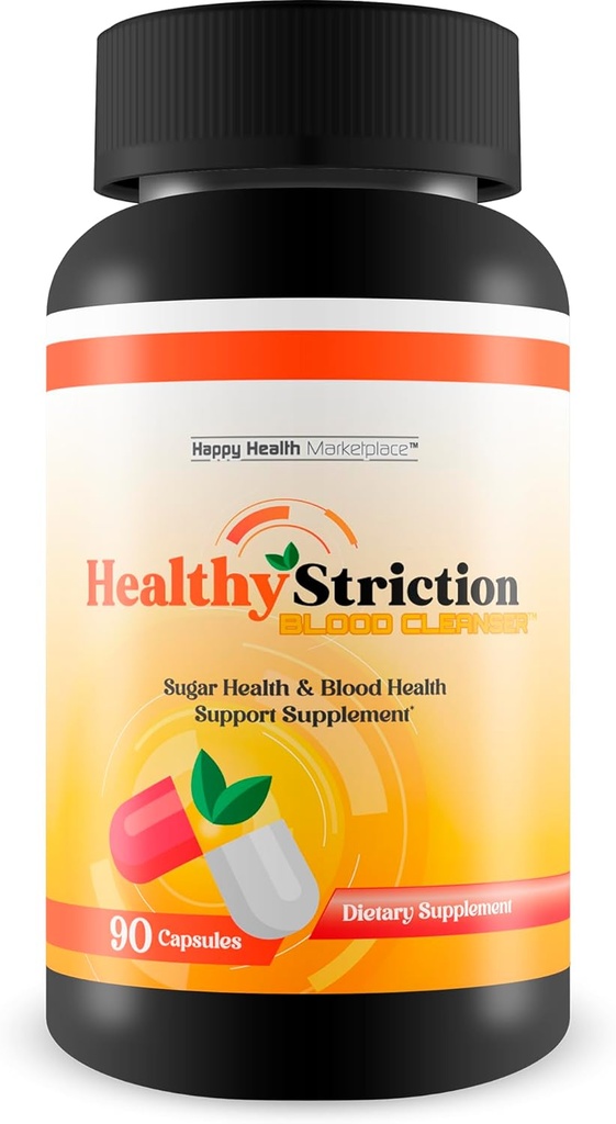 Healthy Striction Blood Cleanser - Our Best Blood Cleanser for Sugar Support & Blood Support - Blood Balance Blood Booster Circulatory Supplements - Sugar Health Blood Health - Circulatory Support