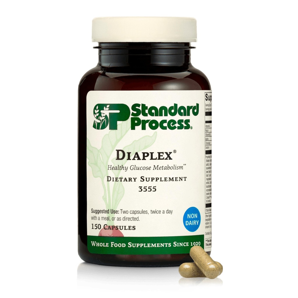 Standard Process Diaplex - Supplement til Pancreas & Galleblære Support - Indeholder Chrom & Antioxidant Vitamin A - Non- Dairy - 150 kapsler (75 Servere)