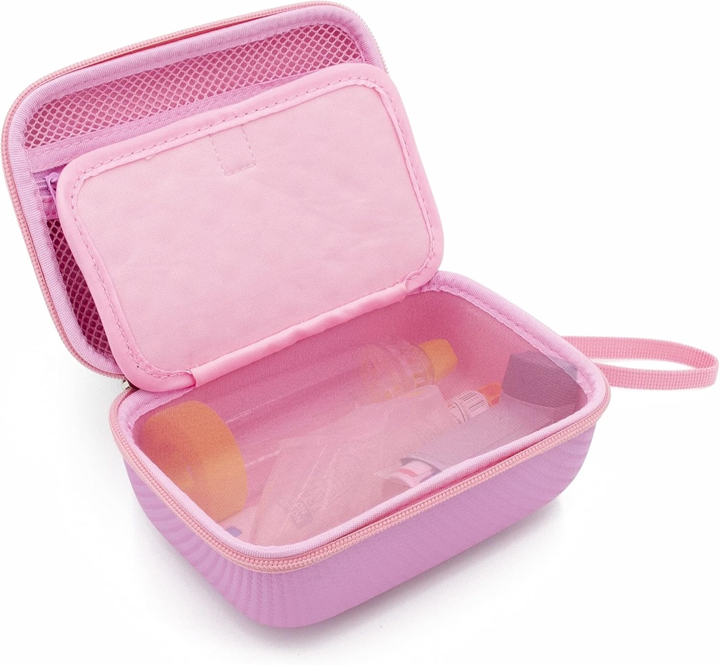 CASEMATIX Pink Travel Case Bag Compatible with Asthma Inhaler, Masks, Spacer - Case Only