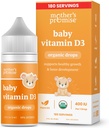 Mors løfte Organic Baby Vitamin D Drinps Mex124; 100% Plant baseret Mex124; Sund vækst & Knogleudvikling Mex124; Alder Newborn + Mex124; 180 Servering Mex124; Baby Vitamin D3 Væske til spædbørn & Toddlers Mex124; 400 IE til spædbørn