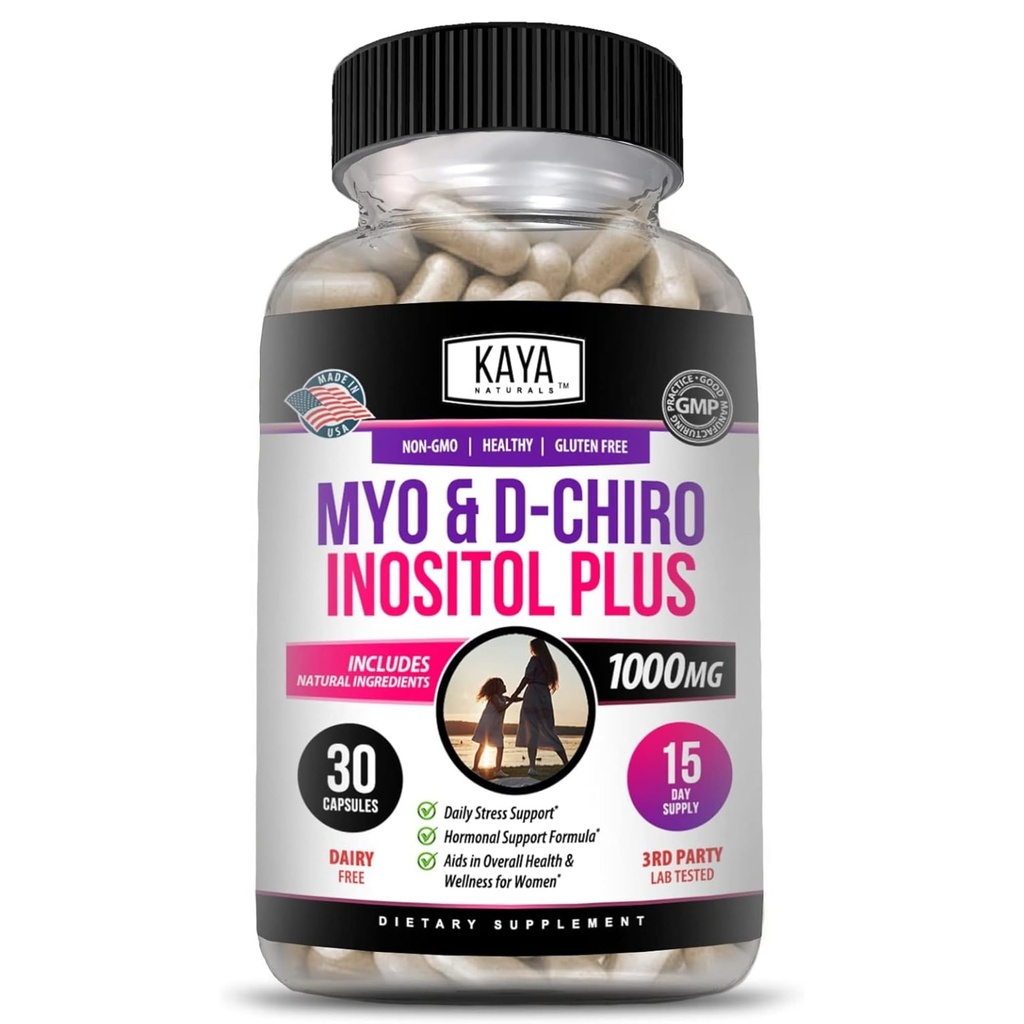 Kaya Naturals Myo & D- Chiro Inositol Plus Støtte til kvinder, Vitamin B8- 30 Kapsler