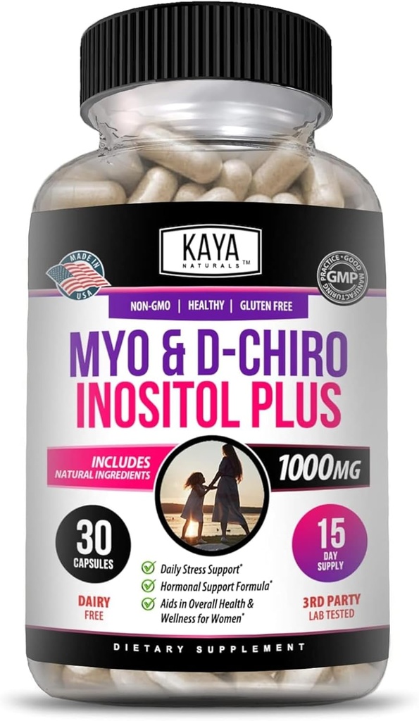 Kaya Naturals Myo & D- Chiro Inositol Plus Støtte til kvinder, Vitamin B8- 30 Kapsler