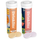 Drinklits Orange Daily Hydration Tablets + Strawberry Immunity Tablets (2) Tube Pack- 124; Essential Electrolytes - Great Taste - immunsupport- 124; 20 Servering (10 tabletter Per Tube)