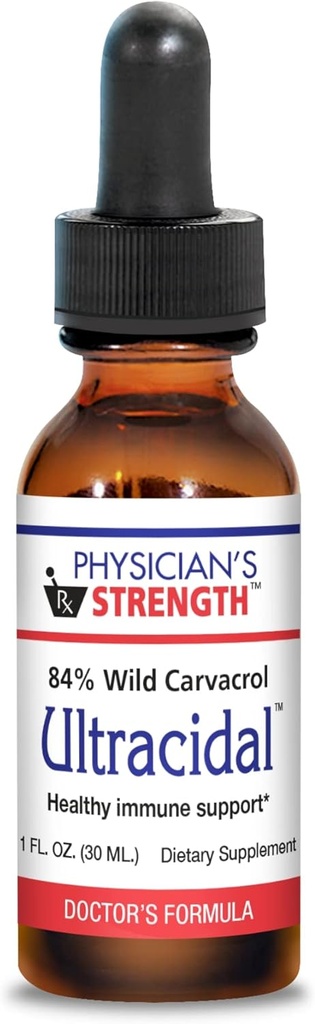 Lægens styrke Ultracidal - 30 ml - Wild- Kilde, High- Carvacrol Oregano Oil - Giver sund immunforsvar - 86 Serveringer