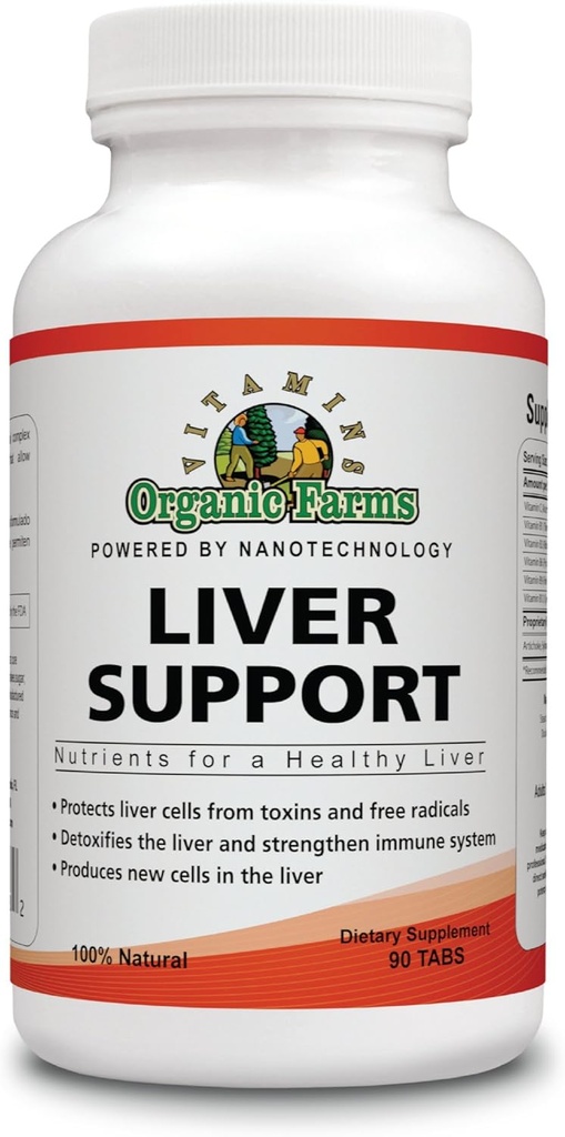 Organic Farms Vitamin Leverstøtte - Nutrienter til en sund lever - 90 tabletter - 100% Natural Kosttilskud